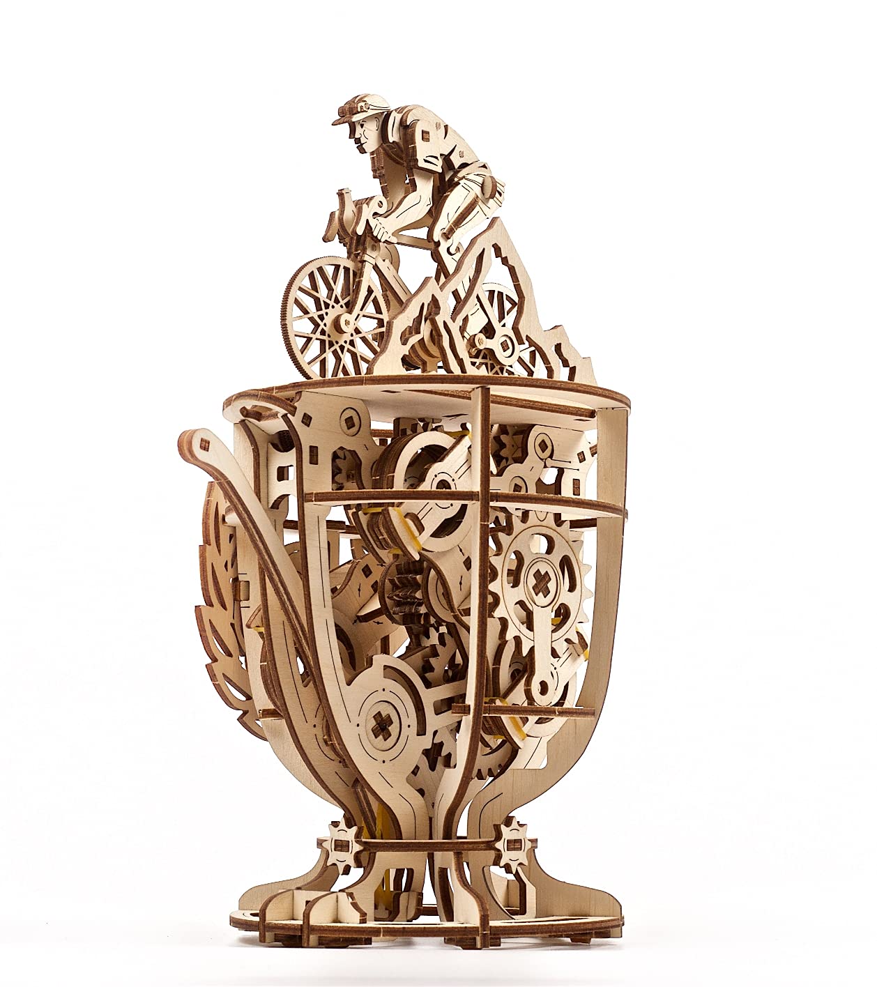 UGEARS Automaton Cyclist 3D Puzzle - Self-Assembly 3D Wooden Puzzles Idea Classic Tour De France Cup Bicycle Wood Model Kit - Creative 3D Puzzles for Adults - DIY Cyclists Gifts