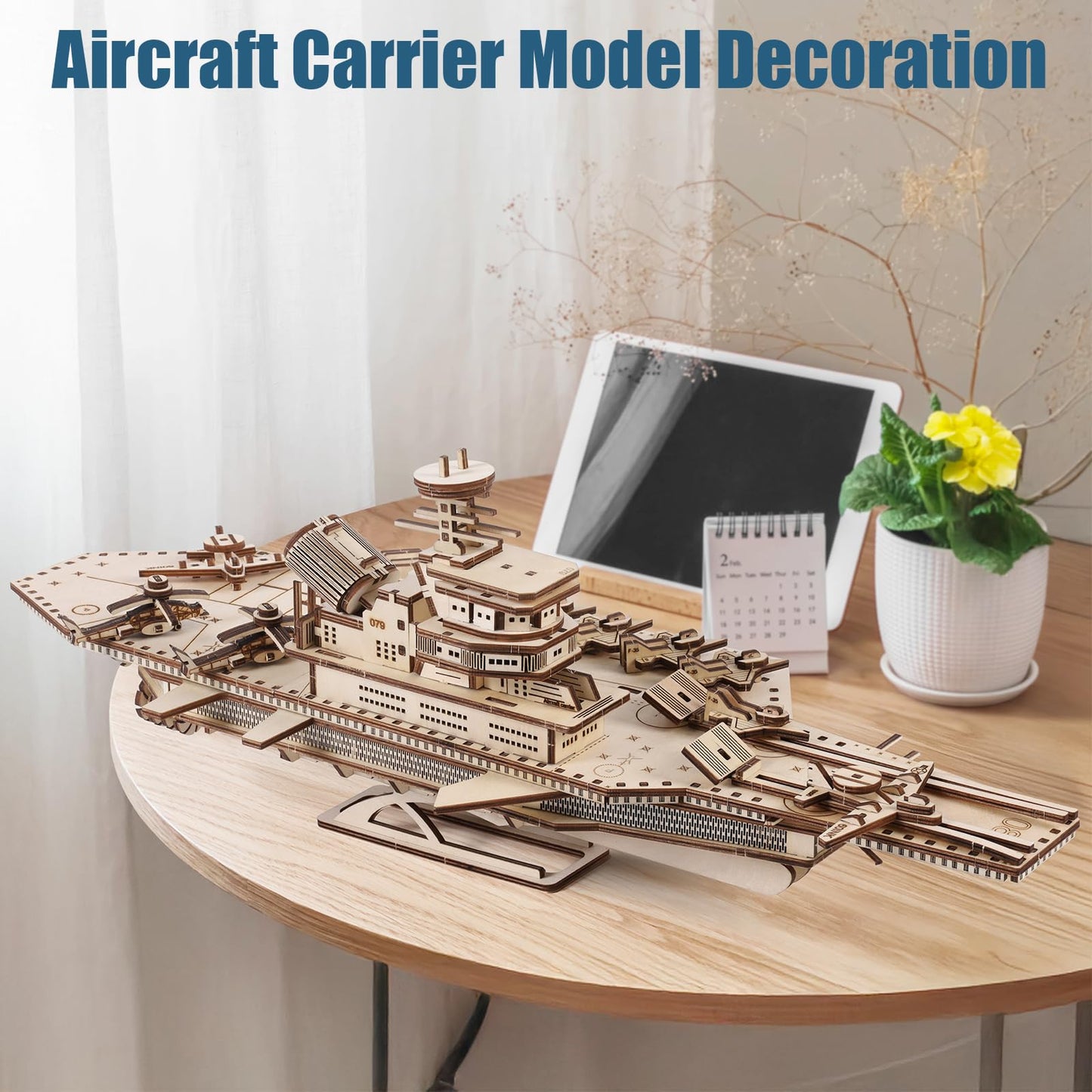 Herseme 3D Wooden Puzzles for Adults, 242 PCS 3D Puzzles for Adults- Brain Teaser Wooden Puzzles for Father/Son, Gifts for Fathe/Son, Decompression 3D Puzzle Wood Models Kits (1.Aircraft Carrier)