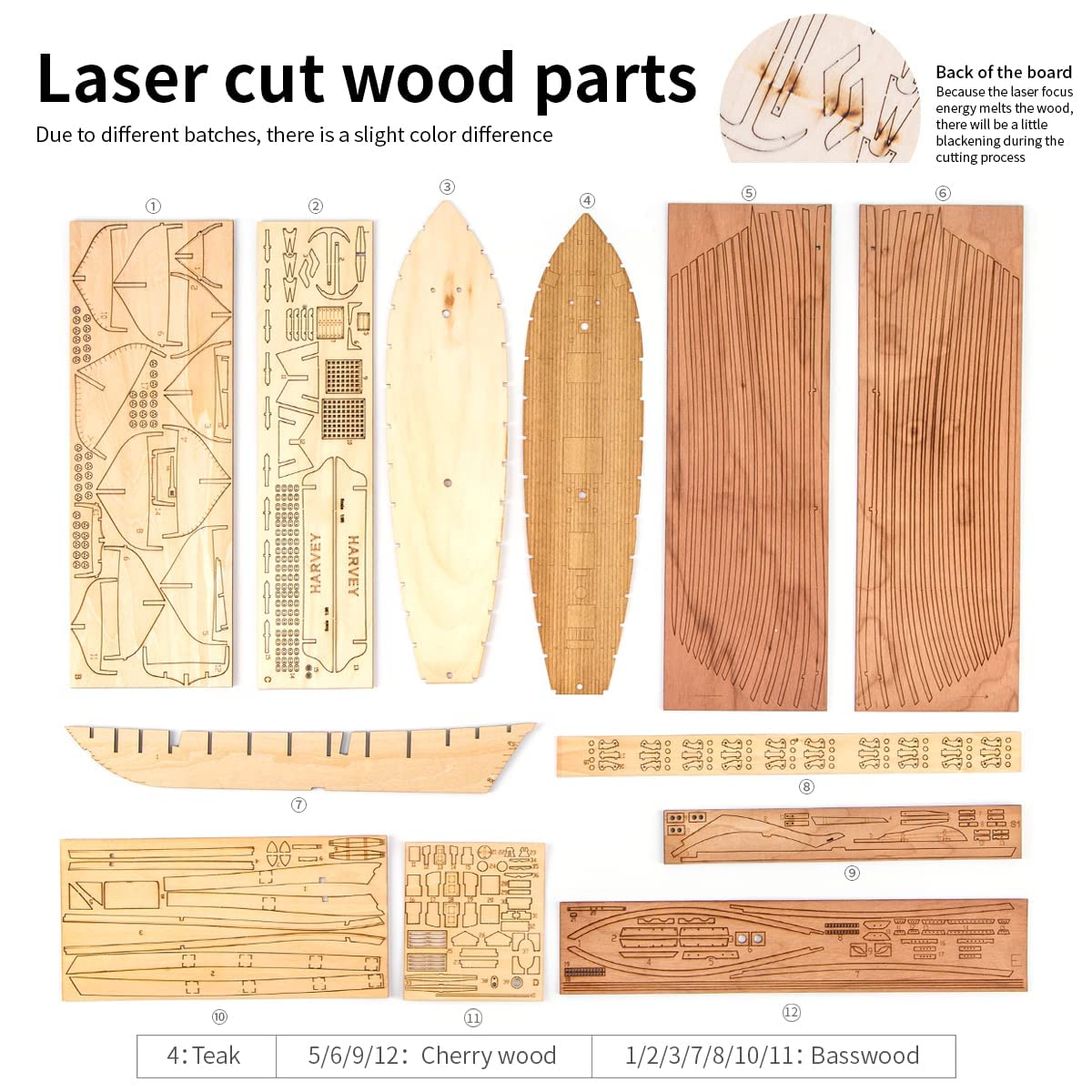 GAWEGM Wooden Ship Model Building Kits for Adults - 1/96 Scale Harvey 1847 Model Ships Assembled with Metal Accessory, for Collection, Teaching Exhibition, Ship Model Hobby, Assemble Expert