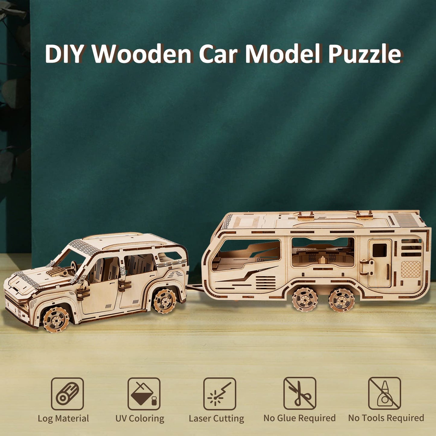 3D Wooden Puzzle for Adults, Trailer Mechanical Car 3D Jigsaw Puzzles, DIY Model Building Kit Handicraft Wood Craft Hobbies Toy, Birthday for Hobbyist 14+ Teens Family Women Men, 323 Pieces