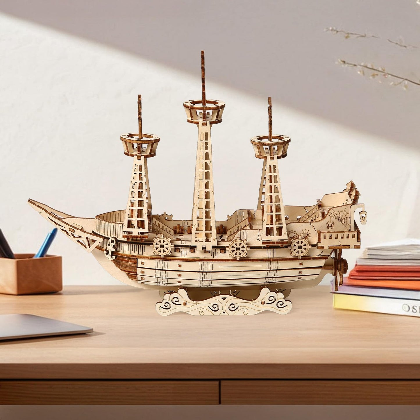 Foyucool 3D Wooden Puzzle for Adults, DIY Ship Model, Creative Assembly Model Building for Adults, DIY Assembly Puzzle, Woodcraft Kit for Christmas Day