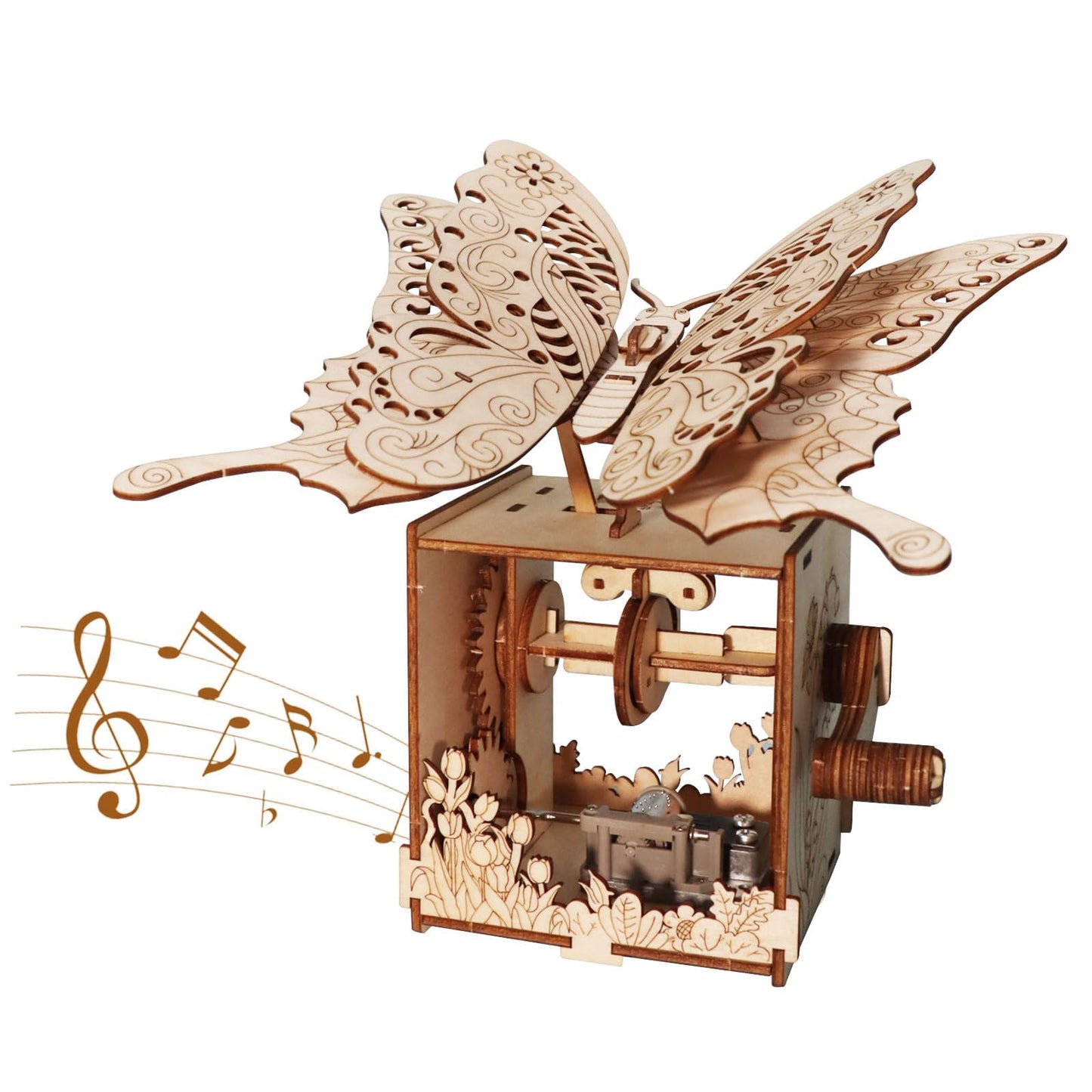 3D Puzzles for Adults Hand Butterfly Wooden Mechanical Music Box Model Kit You are My Sunshine Handmade Assembly DIY Crafts Birthdays for Boys Ages 14+