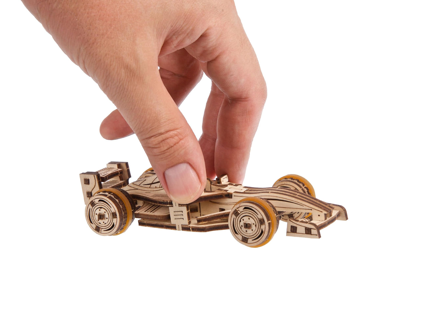 UGEARS Wooden 3D Puzzle Compact Racer Model Kit Craft for Adults Easy DIY Miniature Wooden Model 90 Pcs