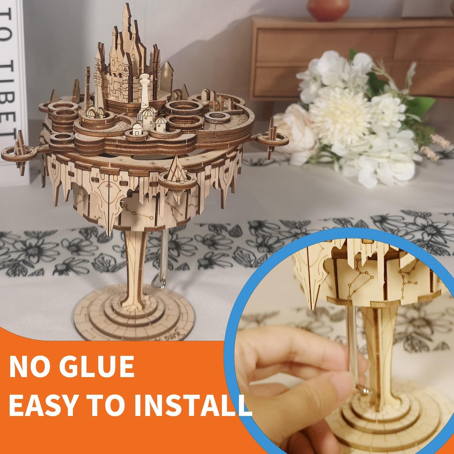 Music Park 3D Wooden Puzzles for Adults Music Box Model Kits You are My Sunshine Castle Building DIY Crafts Birthday Gifts for Girls or Women Age 14+