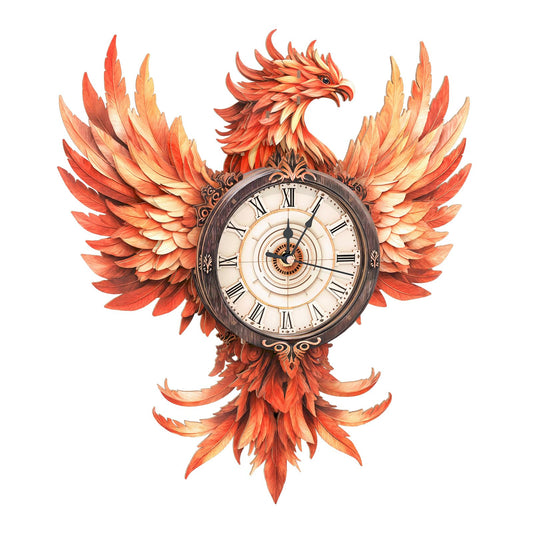 KAAYEE 3D Puzzle for Adult, Wooden Flame Phoenix Pendulum Clock Mechanical Model Kit, 33 PCS DIY Vintage Wall Clock Building Kit, Creative Craft Gift for Birthday Home Decor (Battery Not Included)
