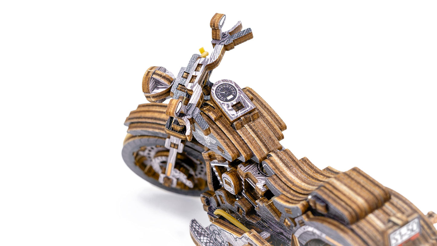 WOODEN.CITY Cruiser V‑Twin LE Mechanical Motorcycle Model Kit, 3D Puzzles for Adults – Motorcycle Puzzle for Adults and Teens; Build a Wooden Bike and Enjoy a Unique Gift