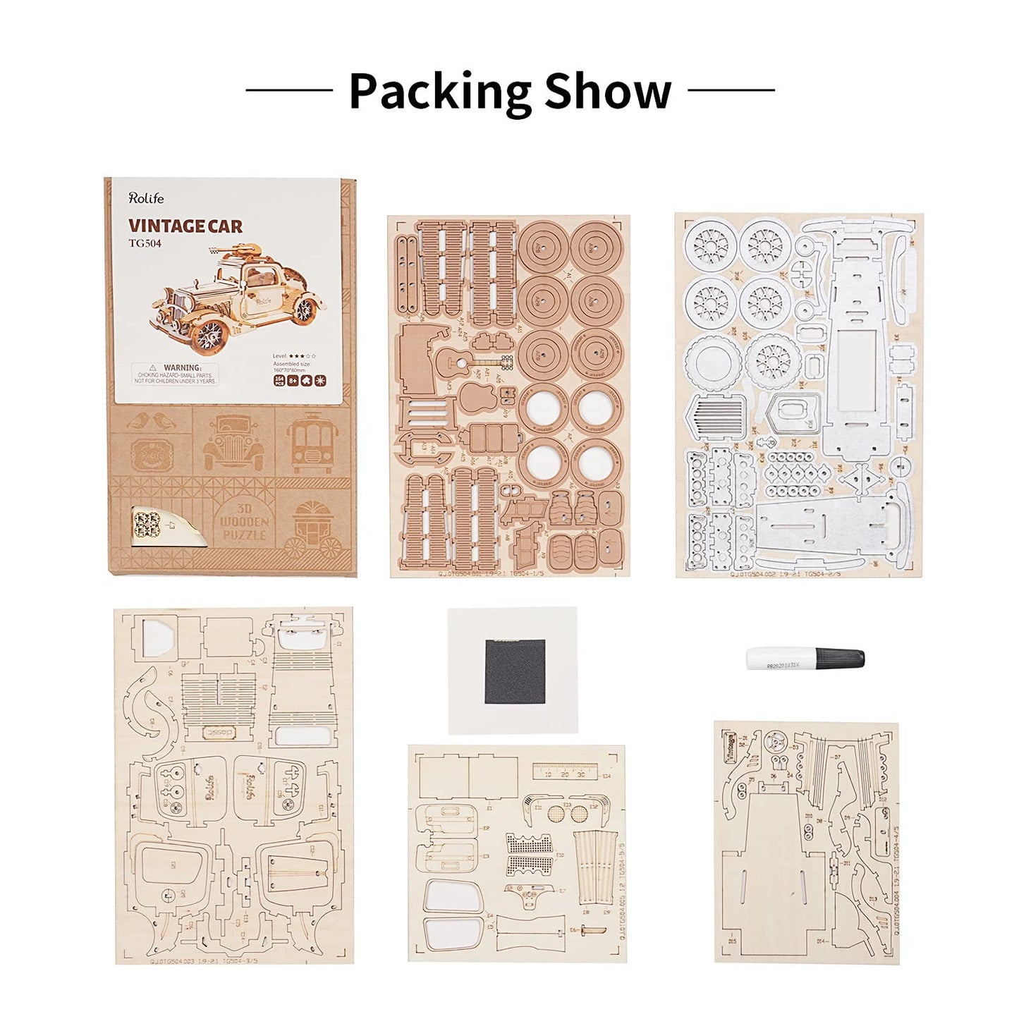 Rolife 3D Wooden Puzzles Retro Car Model - Collectibles Wooden Model Kits for Adults Desk Toys Display Gift for Adults (Vintage Car)