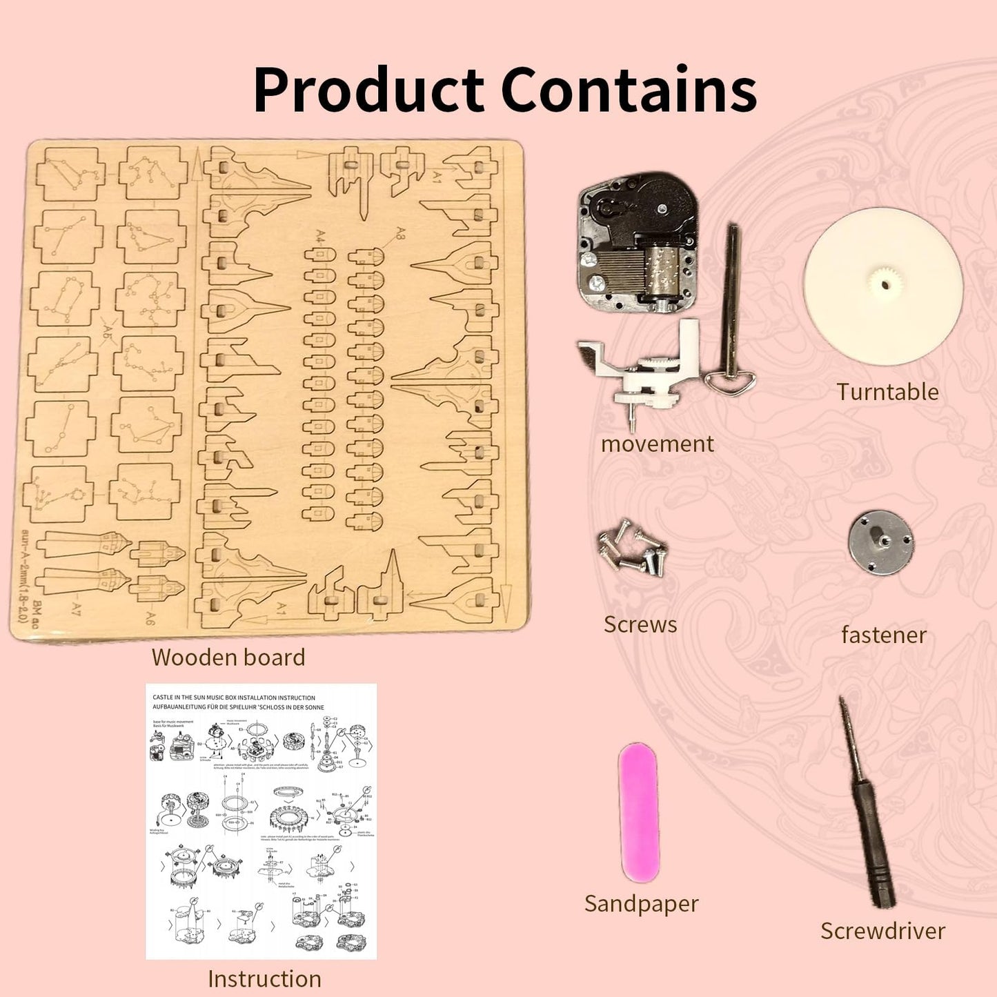 Music Park 3D Wooden Puzzles for Adults Music Box Model Kits You are My Sunshine Castle Building DIY Crafts Birthday Gifts for Girls or Women Age 14+