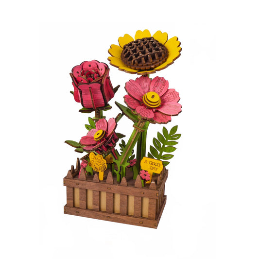 Gueiddi Wooden 3D Puzzles for Adults, 3D Wooden Puzzles House Warming Gift Hobby Kit Stem Home Decor (Wooden Flowers)