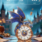 Rnfinewow 3D Wooden Puzzles for Adults, Blue Dragon Clock with Pendulum Model Kit, 3D Puzzles for Adults Room Home Decor DIY Wall Clock Kit, Holiday Birthday Christmas Day Gifts for Men Women Teens