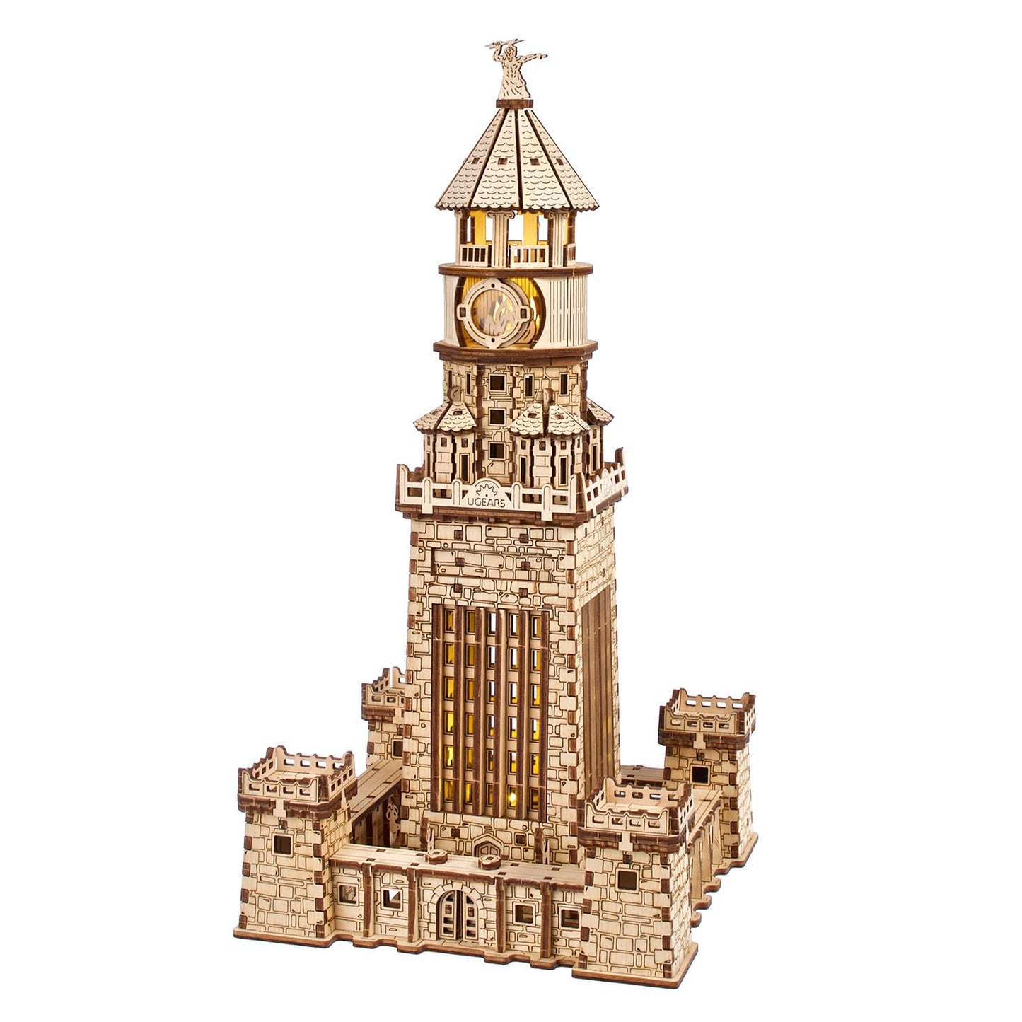 Ugears Lighthouse of Alexandria 3D Puzzle - DIY Kits for Adults 3D Wooden Puzzles with LED Nightlight - Model Building Adult Craft Wood Puzzle 340 Pcs