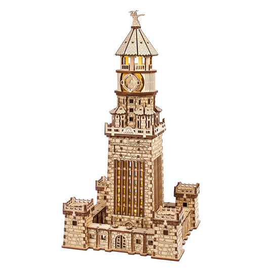 Ugears Lighthouse of Alexandria 3D Puzzle - DIY Kits for Adults 3D Wooden Puzzles with LED Nightlight - Model Building Adult Craft Wood Puzzle 340 Pcs