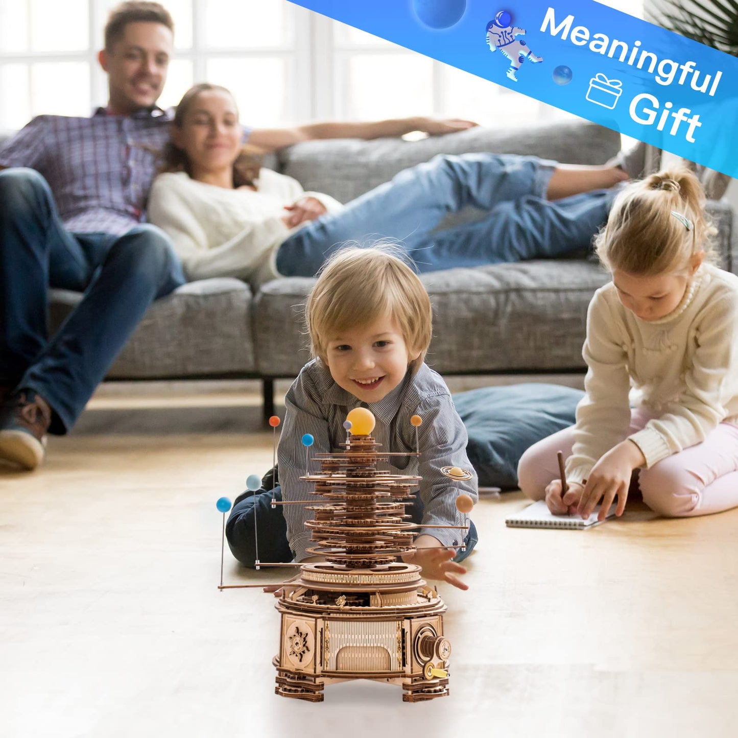 ROKR 3D Wooden Puzzles for Adults Huge Orrery Model - Toy Building Set Mechanical Puzzles 8 Orbiting Planets Unique Gifts for Men and Women