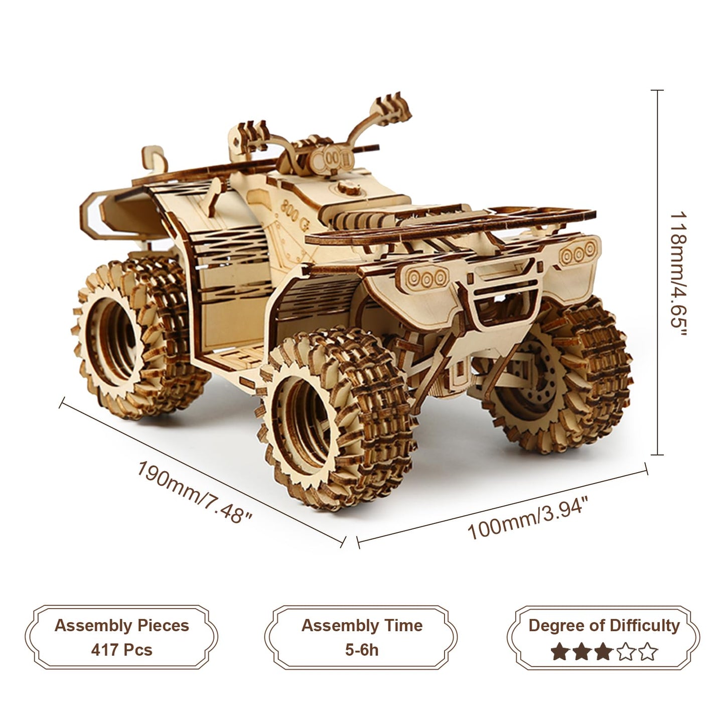 Hallisun 3D Wooden Puzzle for Adults, Mechanical Beach Car Puzzle, DIY Vehicle Model Building Kit Handicraft Wood Craft Hobbies Toy, Birthday for Hobbyist 14+ Family Women Men, 417 Pcs