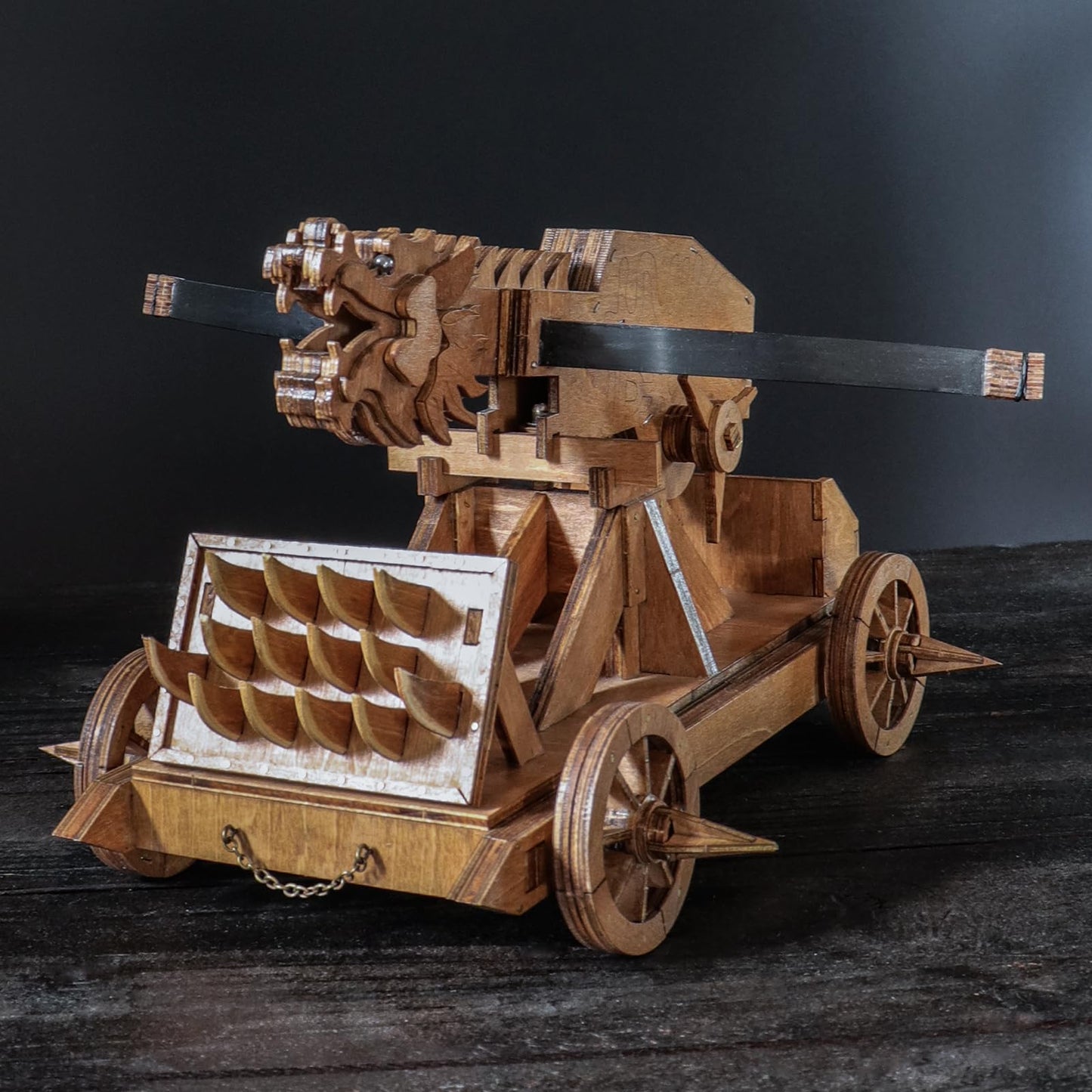 YAQUMW Mini Dragon Ballista Ancient Missile Launcher China Three Kingdoms Chariot Wooden Catapult DIY 3D Puzzles Model Kits STEM Projects Tabletop Toys