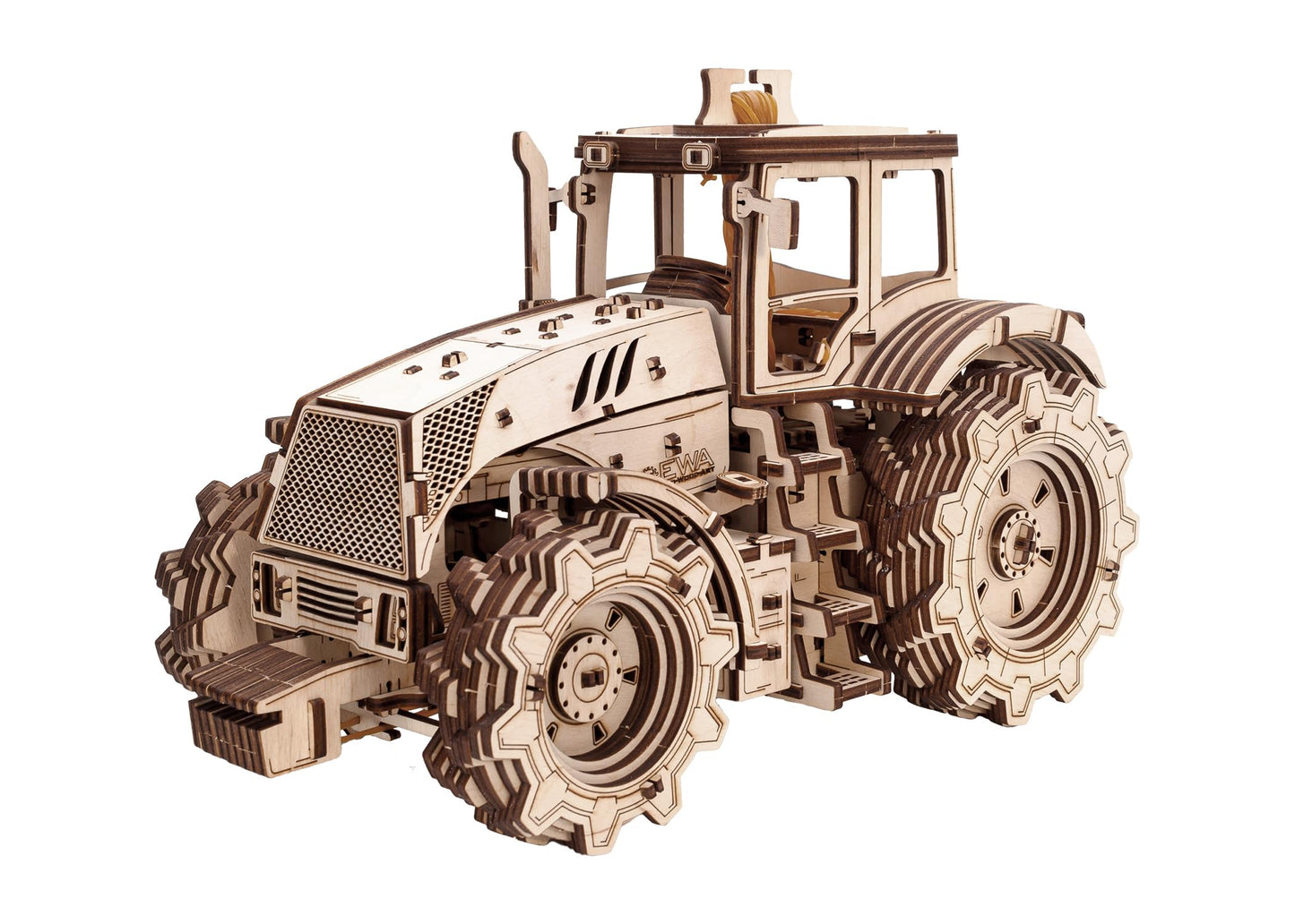 EWA 3D Mechanical Wooden Model - DIY Tractor with Start-Stop System, Inline-Six Engine & More - 3D Wooden Puzzle for 15 yrs Above & Adults - Eco Wood Art, 596 Piece