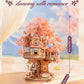 ROBOTIME DIY Miniature House Kits for Adults, 3D Wooden Puzzles for Teenager, Japanese Cherry Blossom Tree Sakura Bonsai Plants for Birthday Gifts and Hobbies (Sakura Tree House)