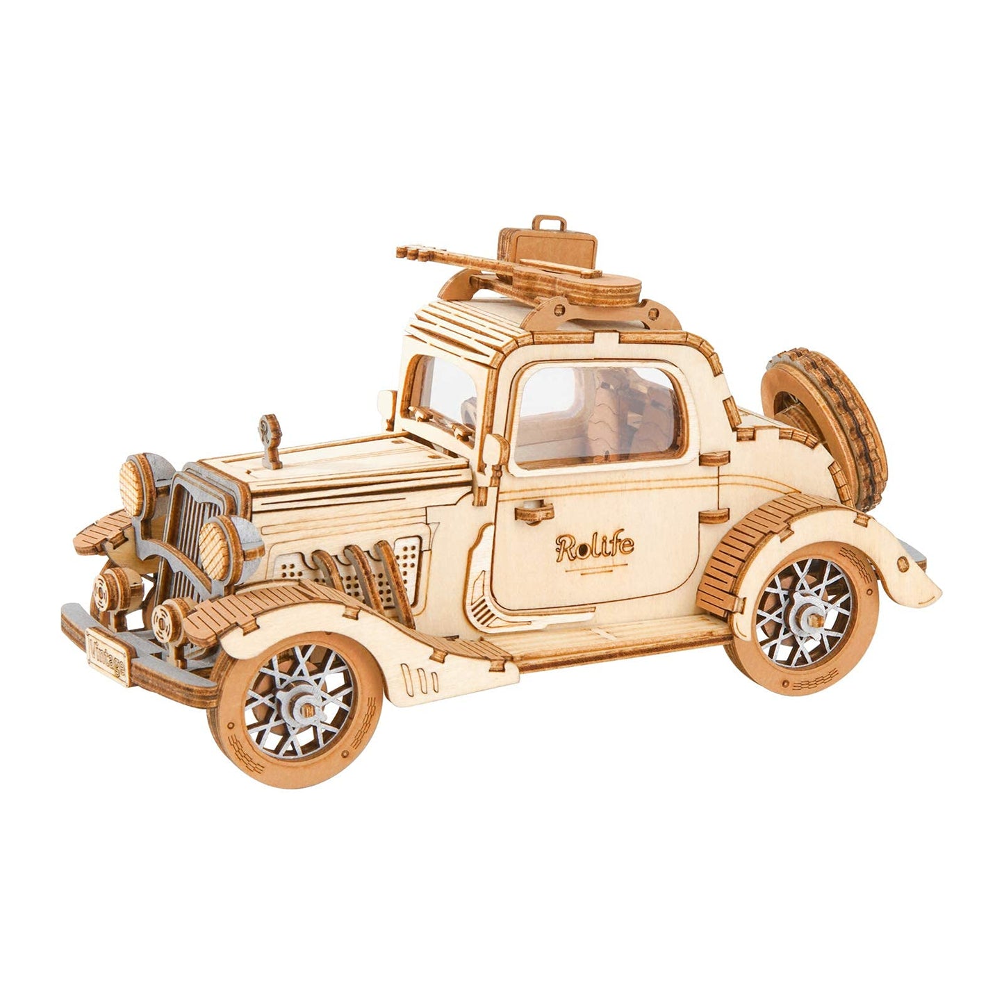 Rolife 3D Wooden Puzzles Retro Car Model - Collectibles Wooden Model Kits for Adults Desk Toys Display Gift for Adults (Vintage Car)