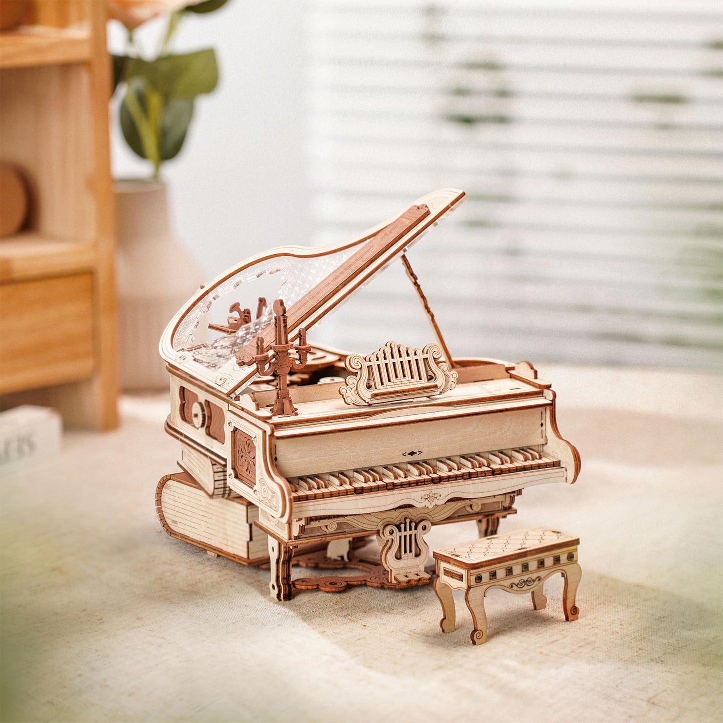 RoWood 3D Puzzles for Adults,DIY Music Box Gifts,Wooden Magic Piano Model Kits,Mechanical Wooden Puzzles,Music Box for Adults, Friends