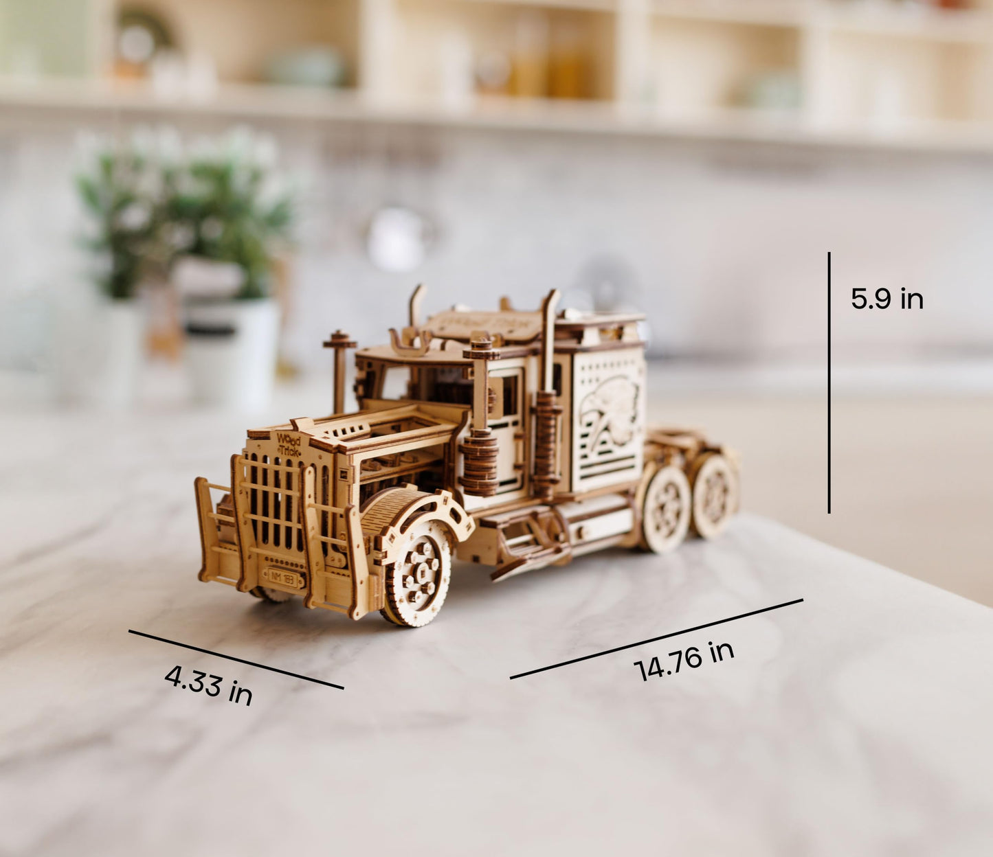 Wood Trick Big Rig Truck Car 3D Wooden Puzzles for Adults to Build - Rides up to 6ft - 14x6″ - Realistic Semi Truck - Wooden Models Engineering DIY Project Mechanical Wood 3D Puzzles Kits