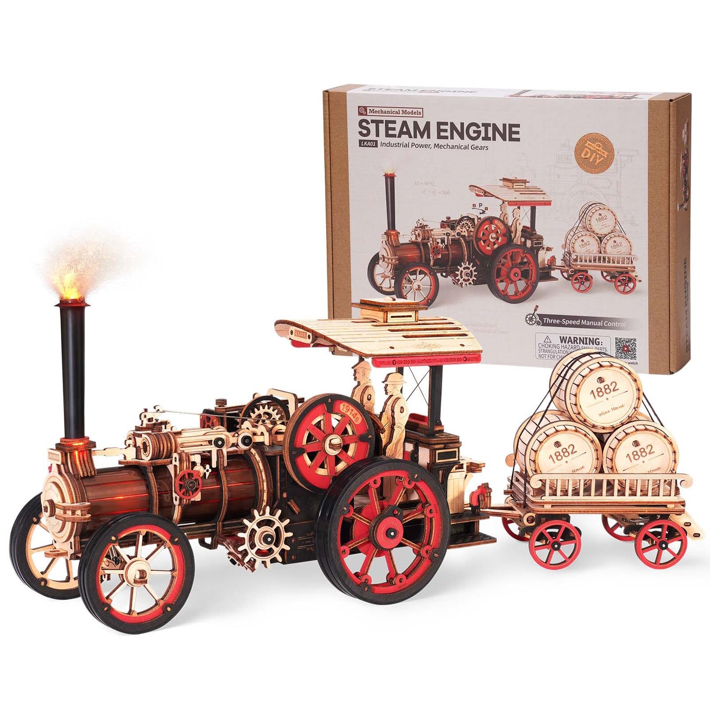 Wowood 3D Wooden Puzzles for Adults, Steam Locomotive Model Cars Kits for Adults, 3D Wood Puzzle Adult, Valentines Day Gift Model Building Kits, Train/Hobbies/Crafts