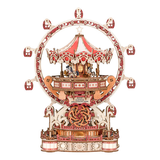 3D Puzzles for Adults, Wooden 3D Puzzle Model Surprise Amusement Park Music Box Toys Building Kits, DIY Wood Crafts Cool Toy Hobbies for Men Women, Creative Assembly Gifts