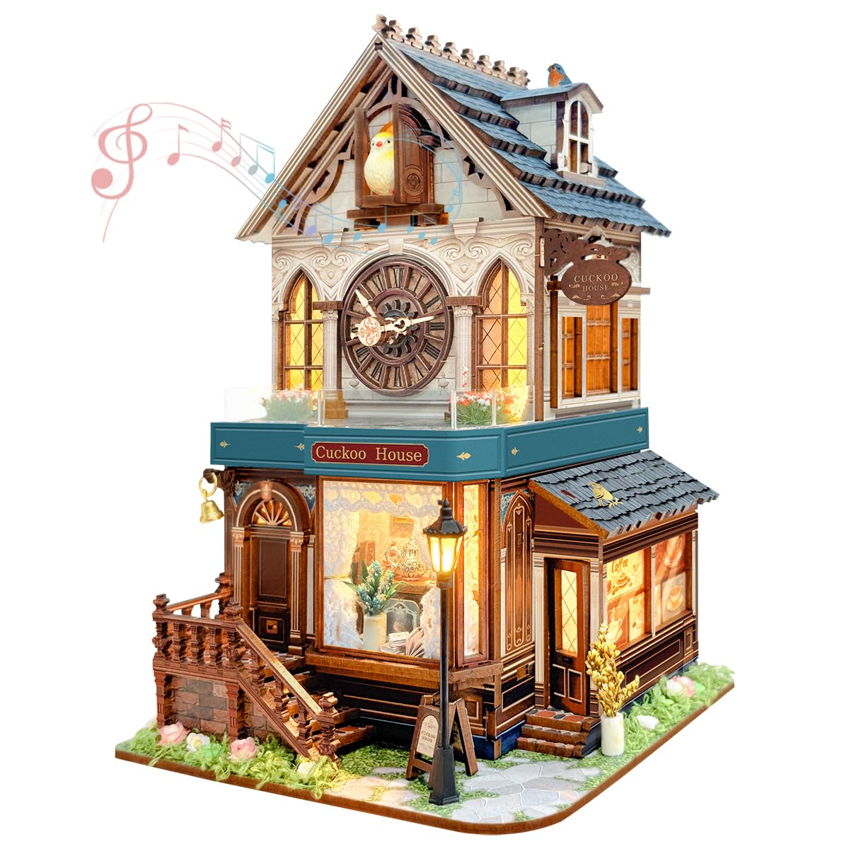 STRUCWOOD 3D Wooden Puzzles - Miniature Cuckoo Clock House Kit, DIY Wooden Building Set for Adults and Teens, Mini Model Kit with 3-Mode Touch Switch - Cuckoo House (SQ-61)