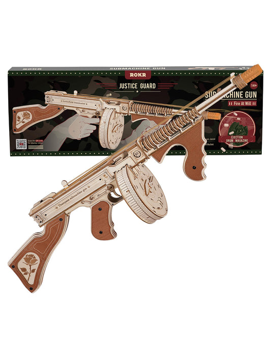 ROKR 3D Wooden Puzzles for Adults-Rubber Band Toy Tommy Gun-Model Kits to Build for Adults-Wood Puzzles Adult-Hobbies for Men-Gift Idea for Christmas