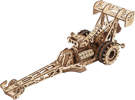 UGEARS Dragster Car Model Kit - Top Fuel Dragster Model Kits 3D Puzzle with Powerful Spring Motor - Drag Racing Model Car Kits 3D Puzzles for Self-Assembly - 3D Wooden Puzzles for Adults and Kids