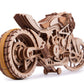 Wood Trick Motorcycle w/Rubber Band Motor Rides up to 16ft - Mechanical Model Kits for Adults - 10x4in - 3D Wooden Puzzles for Adults - Engineering DIY 3D Puzzle Wooden Models