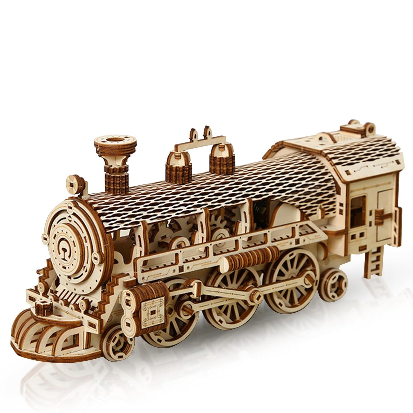 Hallisun 3D Wooden Puzzle for Adults, Mechanical Steam Trains Puzzle, DIY Vehicle Model Building Kit Handicraft Wood Craft Hobbies Toy, Birthday for Hobbyist 14+ Family Women Men, 361 Pcs