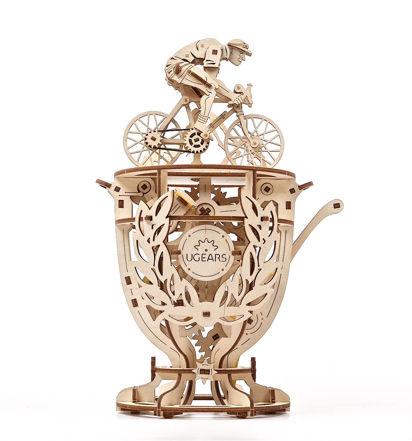 UGEARS Automaton Cyclist 3D Puzzle - Self-Assembly 3D Wooden Puzzles Idea Classic Tour De France Cup Bicycle Wood Model Kit - Creative 3D Puzzles for Adults - DIY Cyclists Gifts