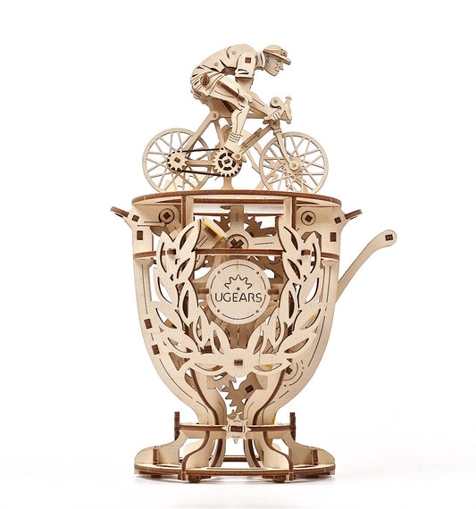 UGEARS Automaton Cyclist 3D Puzzle - Self-Assembly 3D Wooden Puzzles Idea Classic Tour De France Cup Bicycle Wood Model Kit - Creative 3D Puzzles for Adults - DIY Cyclists Gifts