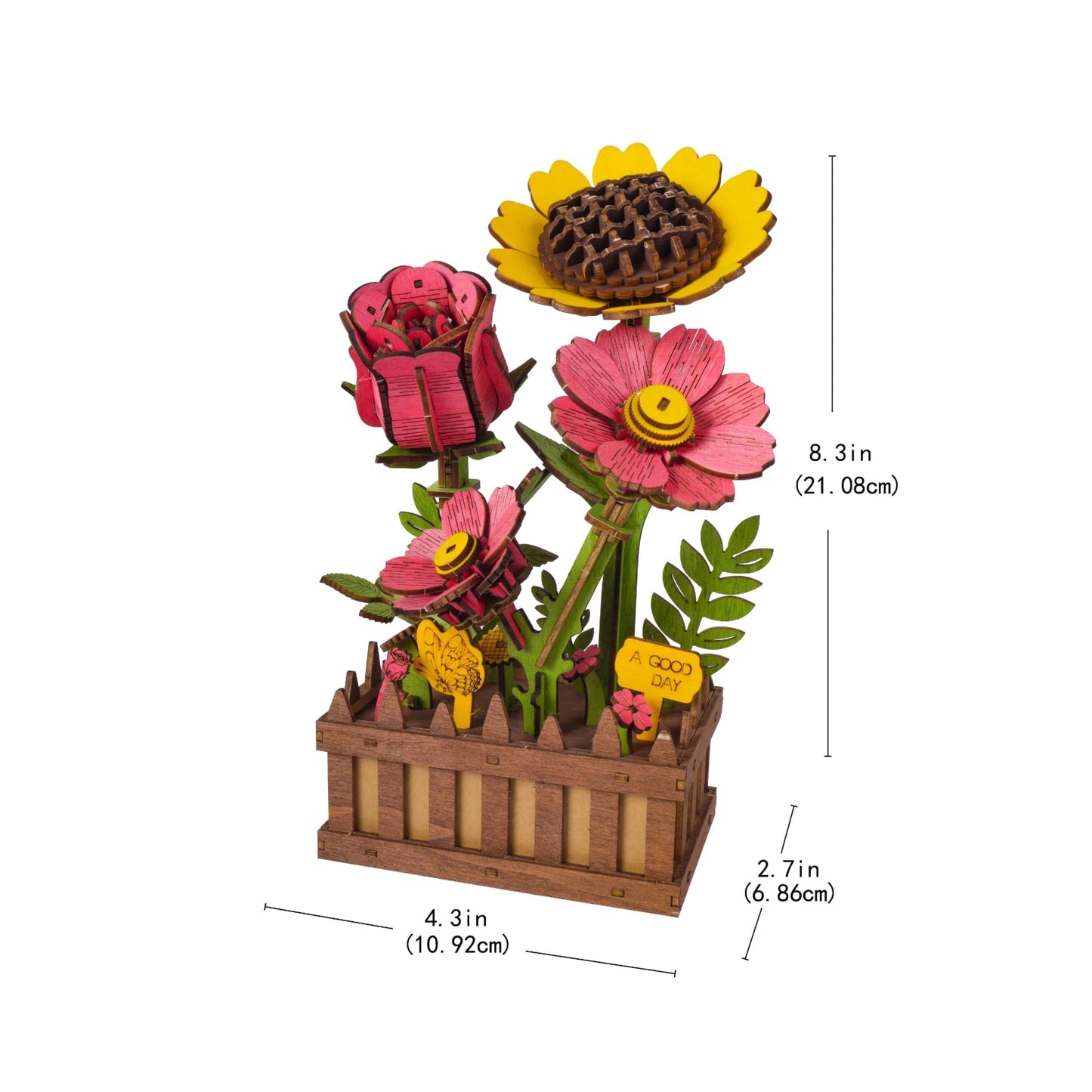 Gueiddi Wooden 3D Puzzles for Adults, 3D Wooden Puzzles House Warming Gift Hobby Kit Stem Home Decor (Wooden Flowers)