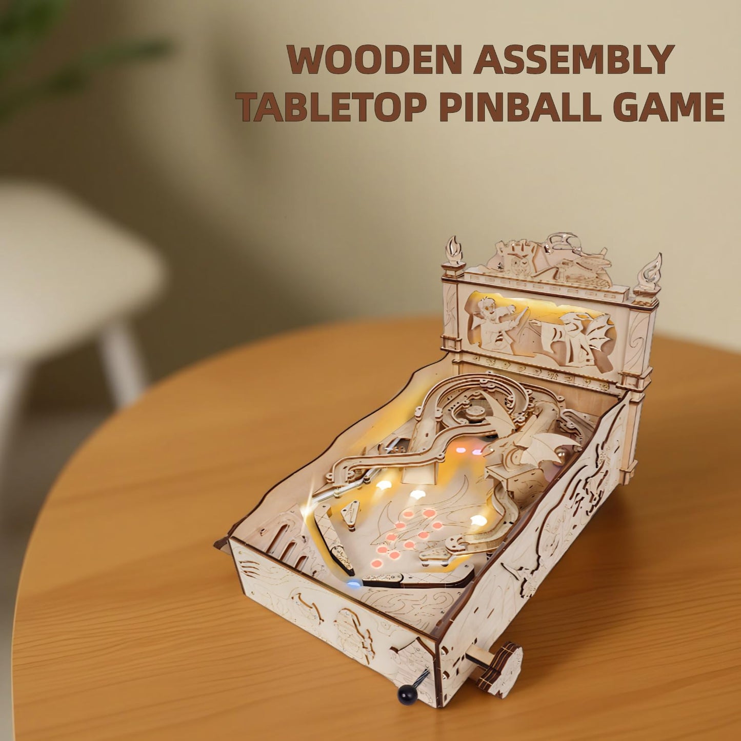 Gueiddi Wooden 3D Puzzles for Adults, Rompecabezas 3D Wooden Puzzles House Warming Gift Hobby Kit Stem Toy Home Decor (Miniature Pinball Machine)