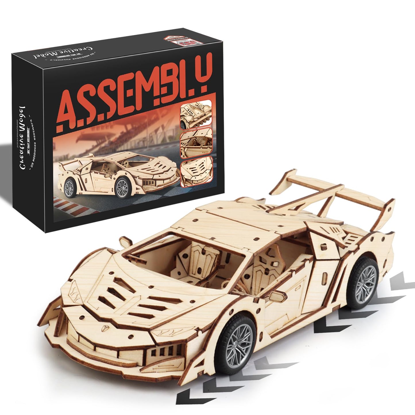 3D Wooden Puzzle Car for Adults (Sport Car)