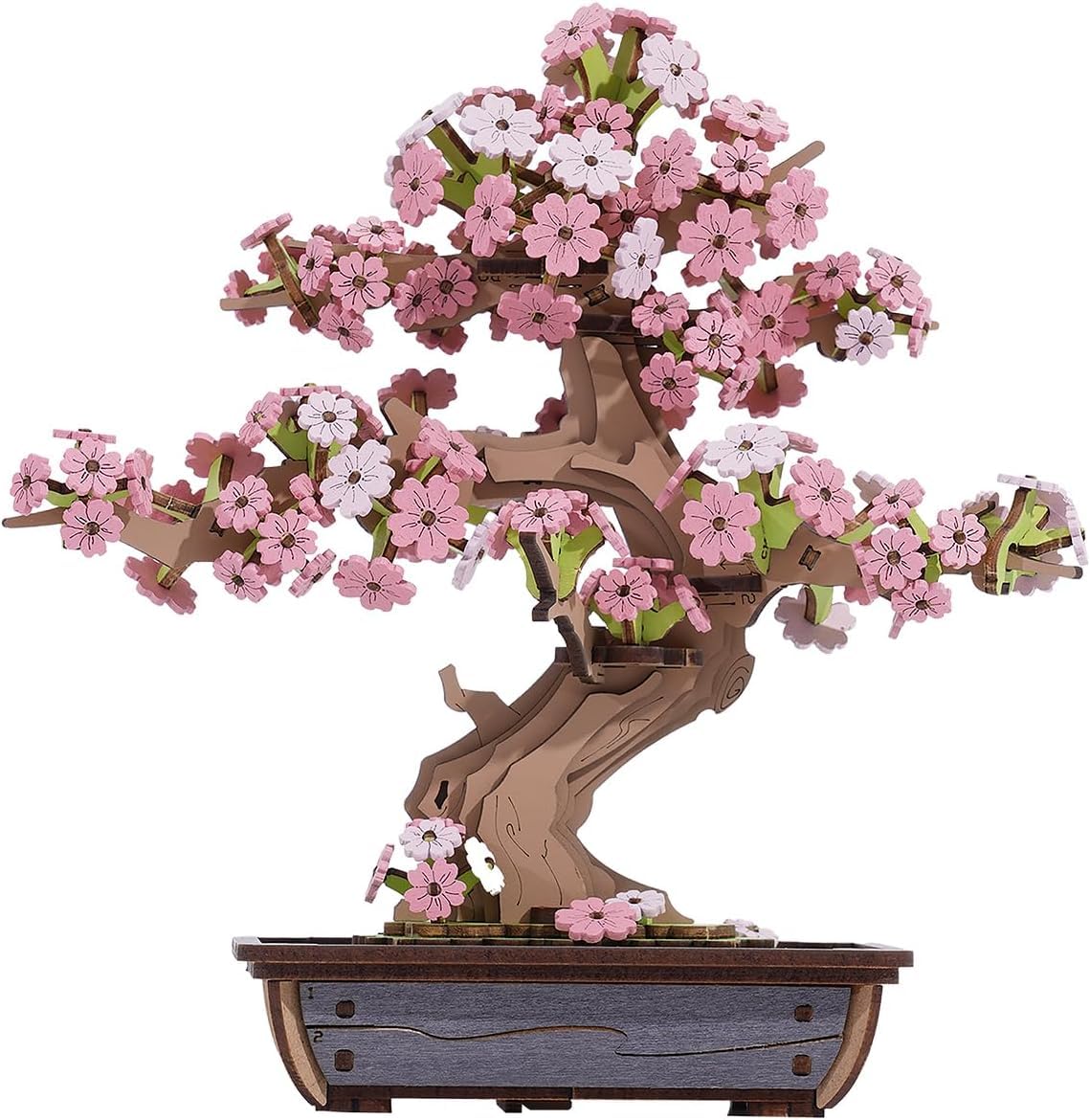 ROBOTIME Sakura Bonsai 3D Puzzles Wooden Artificial Cherry Blossom Tree DIY Model Building Kit for Home Decoration and Office Art Creative Gifts