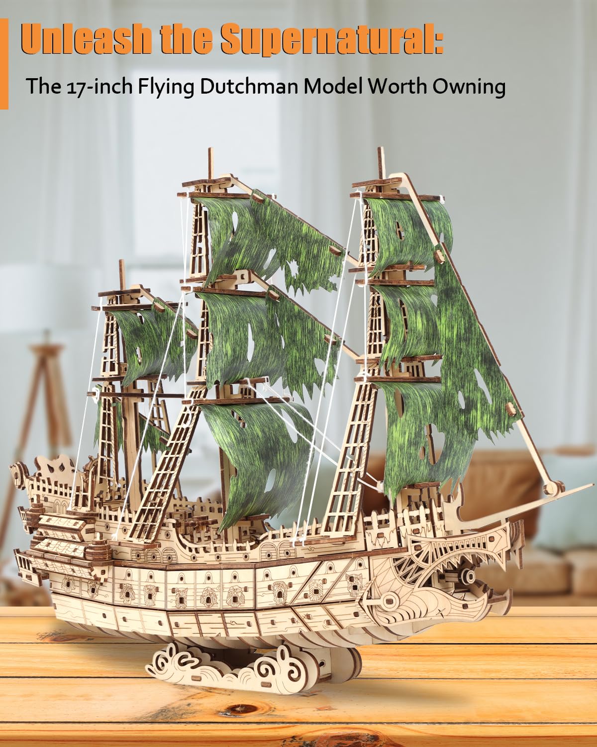 Challenging Flying Dutchman 3D Wooden Puzzles for Adults Pirate Ship Model Kit to Build - Ideal Christmas or Birthday Gift for Puzzle Enthusiasts