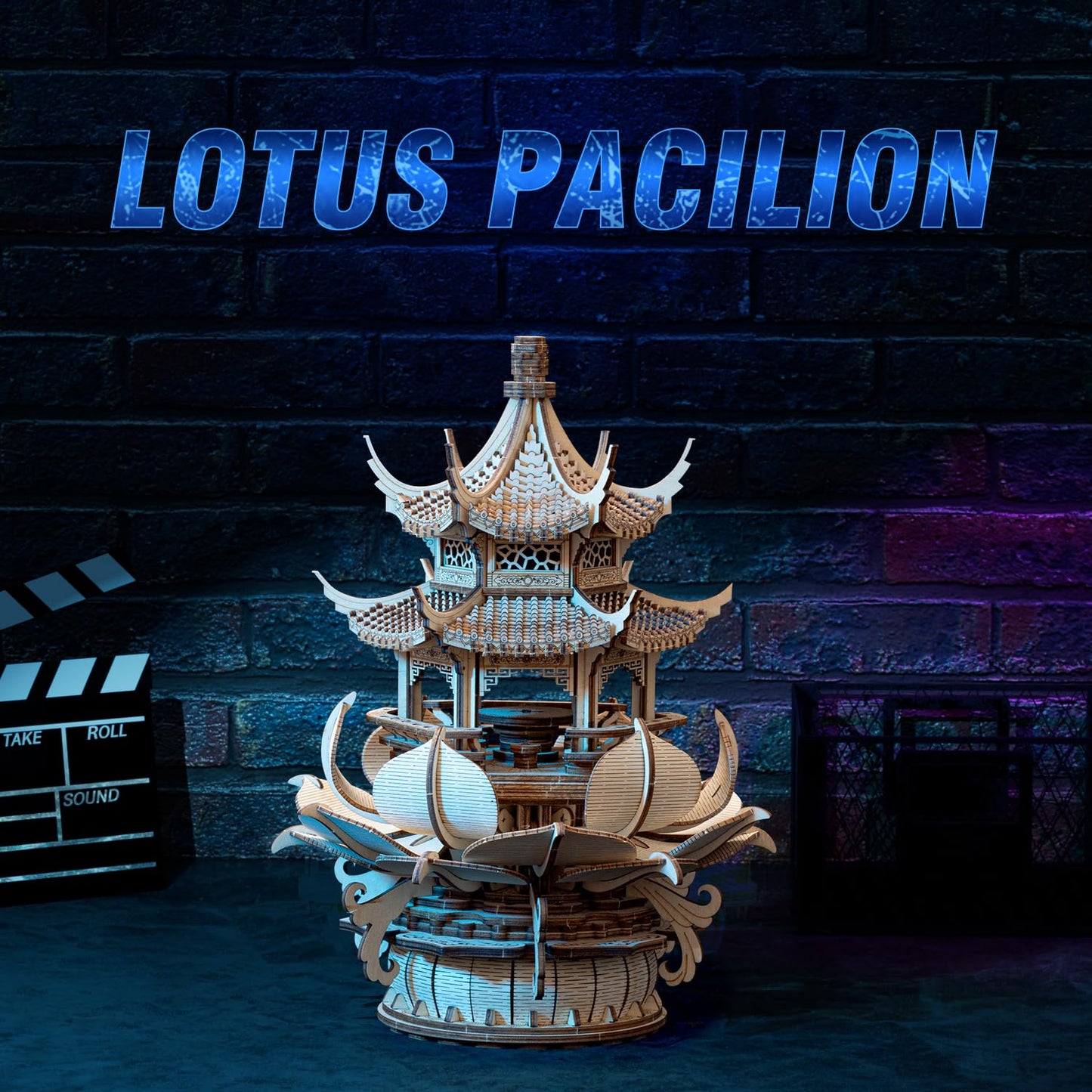 3D Puzzles for Adults, Wooden 3D Puzzle Model Lotus Pavilion Music Box Toys Building Kits, DIY Wood Crafts Cool Toy Hobbies for Men Women, Creative Assembly Gifts