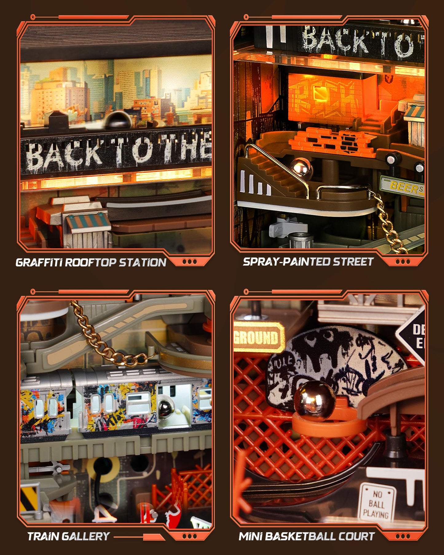 ROBOTIME 3D Puzzles for Adults, Bookshelf Kits Futuristic Marble Run Building Set, MR03S (Hip-Hop World), Crafts for Adults Hobby Kit Gift