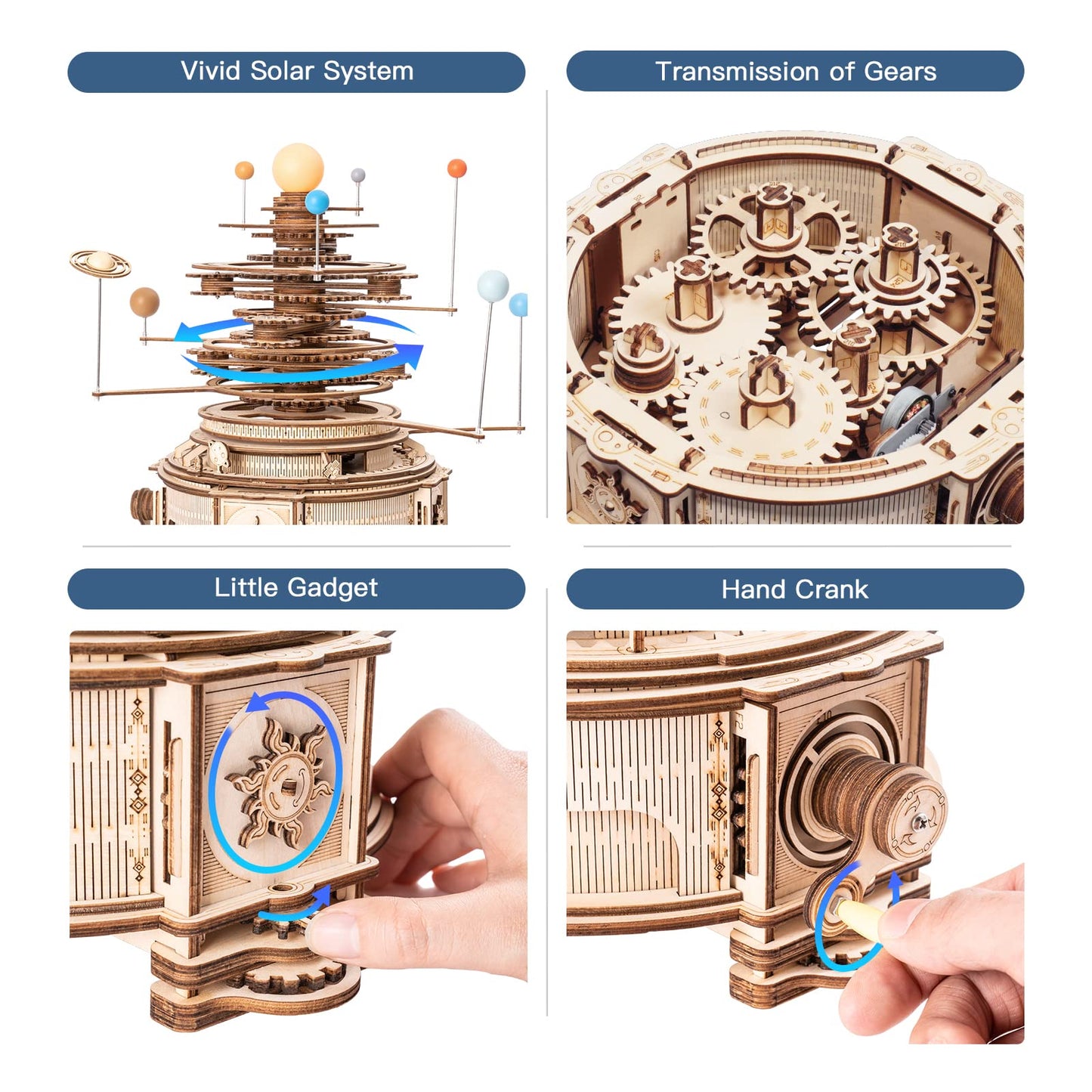 ROKR 3D Wooden Puzzles for Adults Huge Orrery Model - Toy Building Set Mechanical Puzzles 8 Orbiting Planets Unique Gifts for Men and Women
