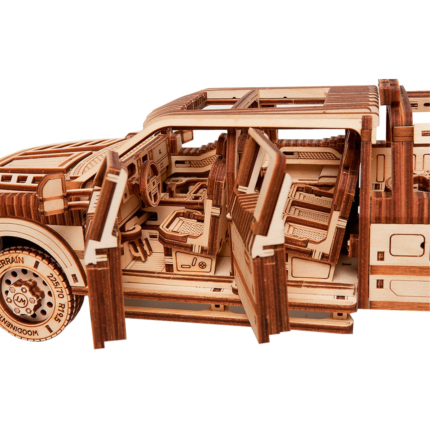 Wood Trick Pickup Truck SUV Car Wooden 3D Puzzles for Adults to Build - Rides up to 32 feet - Engineering DIY Mechanical Wood Model Kits Wooden Puzzles for Adults