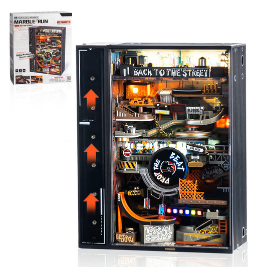 ROBOTIME 3D Puzzles for Adults, Bookshelf Kits Futuristic Marble Run Building Set, MR03S (Hip-Hop World), Crafts for Adults Hobby Kit Gift