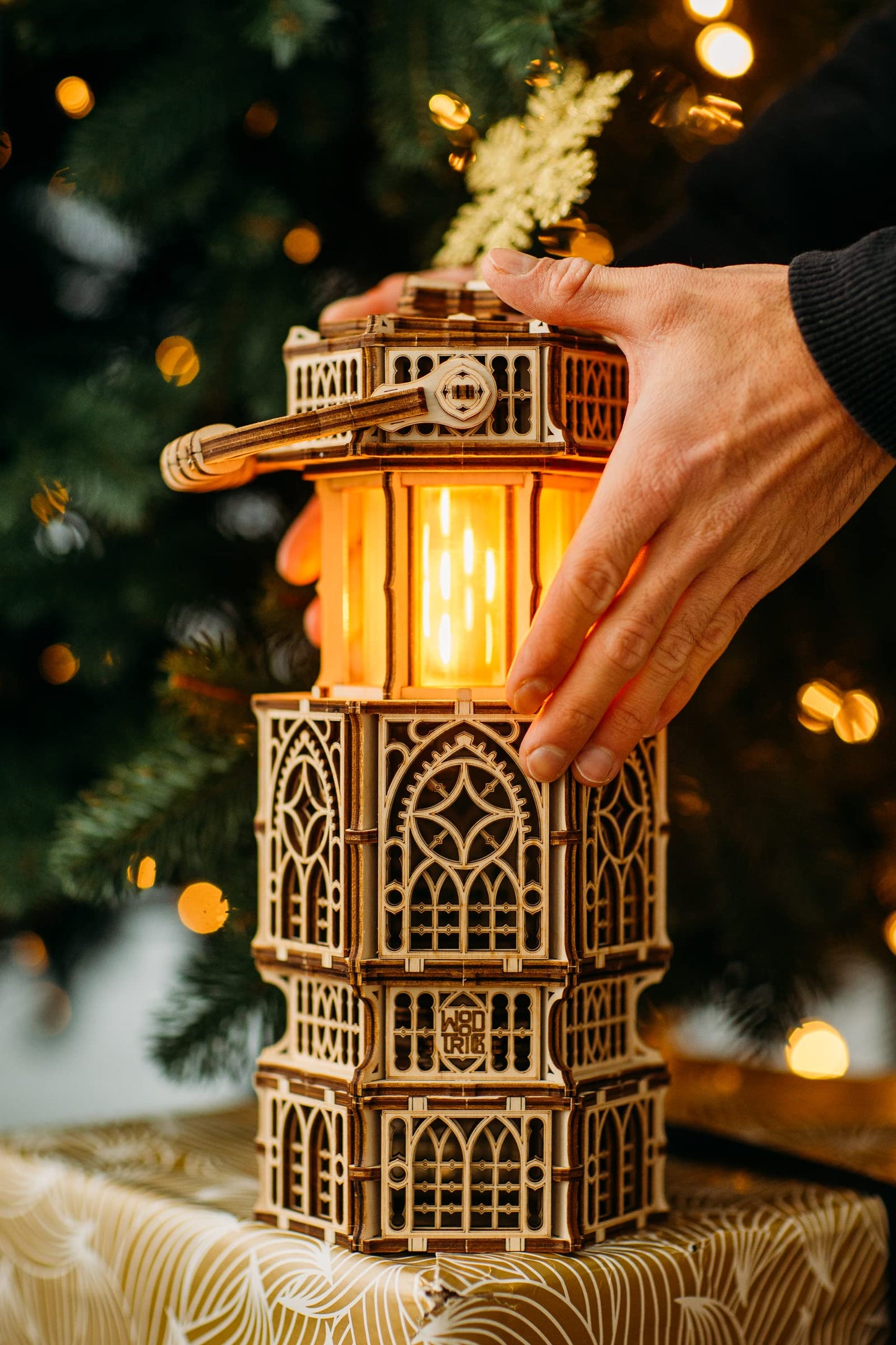 Wood Trick Antique Lantern Luminous LED 3D Wooden Puzzles for Adults to Build - 2-Mode Lighting - Engineering DIY Project Mechanical 3D Puzzle Model Kits for Adults