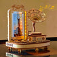 KWASVLYA 3D Wooden Gramophone - Dual-Motion Music Box & Rotating Photo Frame with LED Lights | Vintage Gram-Style Memory Display | 3-Hour Assembly Puzzle (Holds 3x5 Photos)