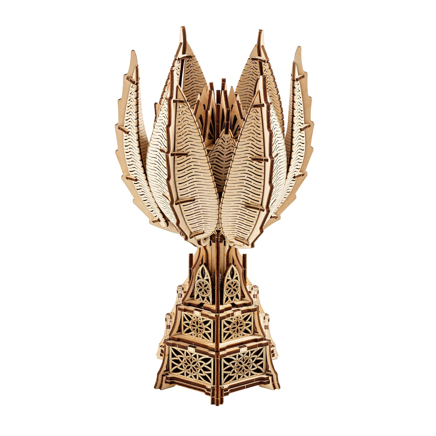 Wood Trick Fiery Bloom Luminous LED 3D Wooden Puzzles for Adults to Build - Interactive Mechanical Movement - Engineering DIY Project Mechanical 3D Puzzle Model Kits for Adults