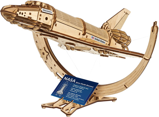 UGEARS NASA Space Shuttle Discovery - Wooden Models to Build for Adults - Space Shuttle Model Kit - Mechanical 3D Puzzle Wooden Model Kit for Adults - Spacecraft Model with Detailed Features