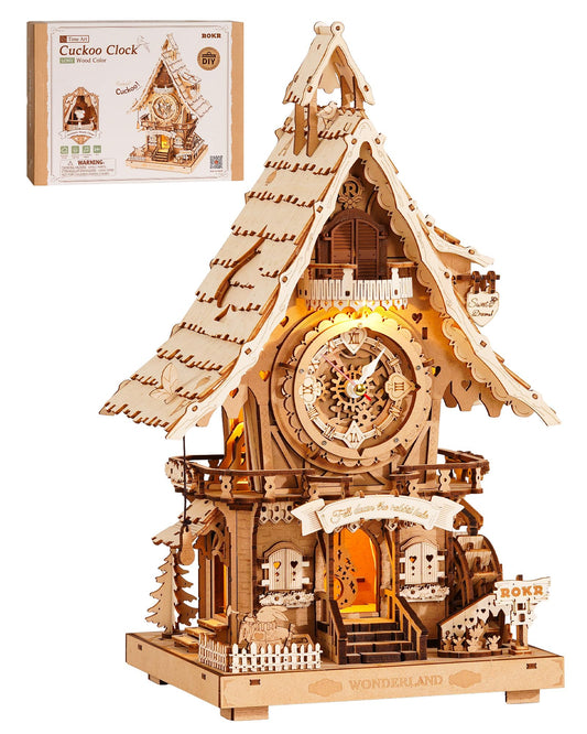 ROKR 3D Wooden Puzzles for Adults,Wooden Cuckoo Clock Model kit,435 Piece 3D Puzzles,Ideal Gift for Adults and Teens