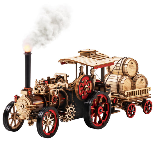rowood 3D Wooden Puzzles for Adults, Steam Engine Car Model Kit, 1:28 Scale Mechanical Steam Locomotive Wooden Puzzle, 469PCS,Assembly Time 6H, Awesome Gifts for Adults