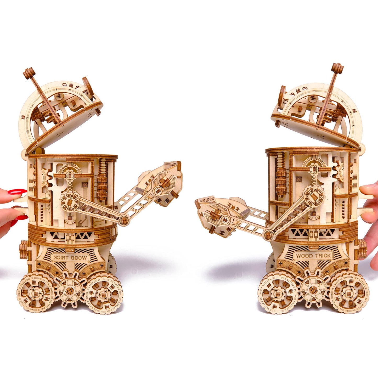 Wood Trick Space Junk Robot 3D Wooden Puzzles for Adults and Kids to Build - Rides up to 13 ft - 9.5x6.7 in - Model Kits for Adults - DIY Wooden Models for Adults to Build